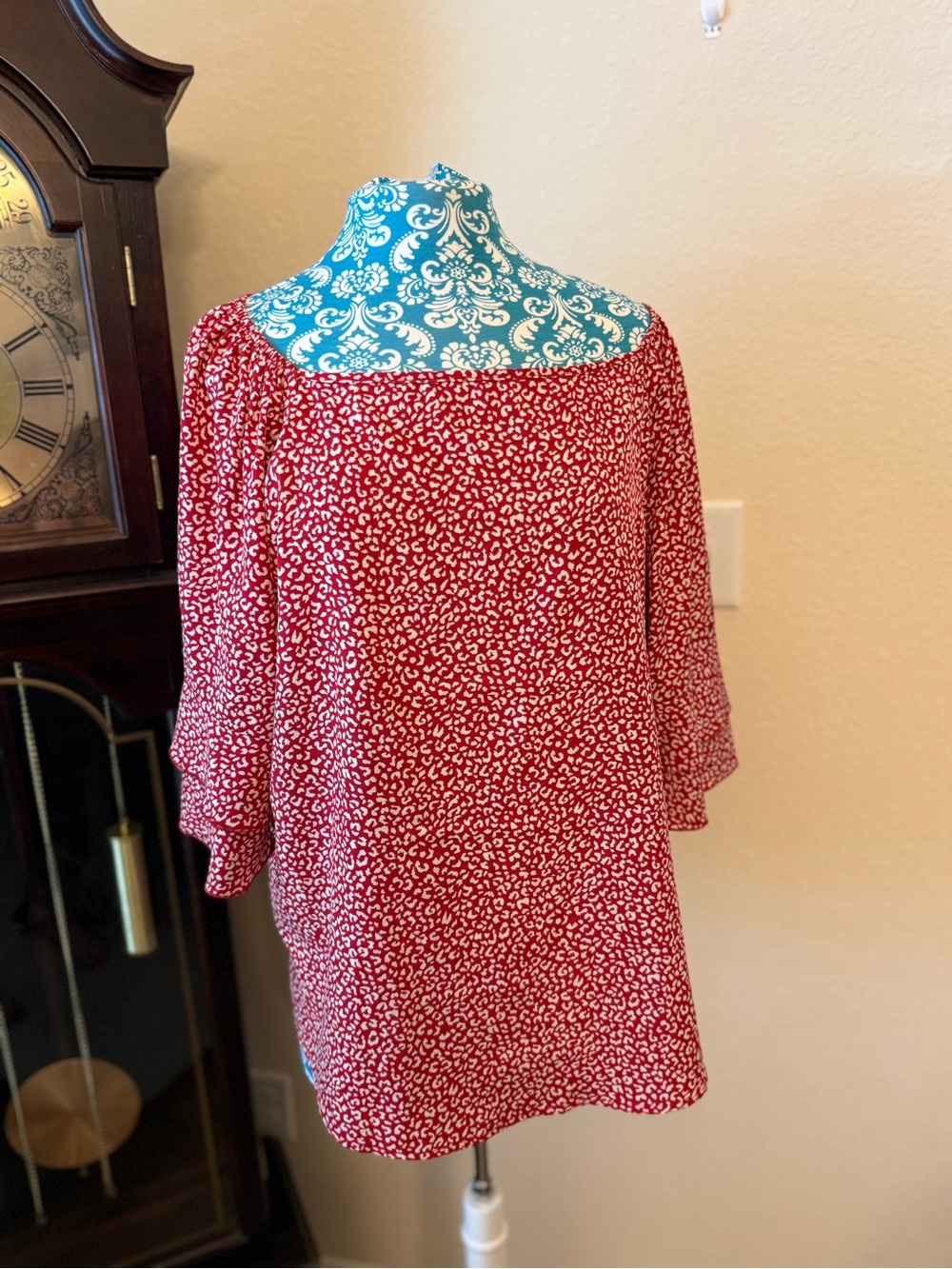 SHEIN Red and White Off-Shoulder Blouse